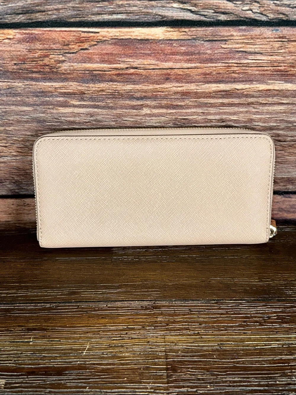 Michael Kors Blush Sand Brown Saffiano Zip-Around Wallet!